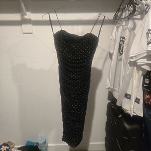 Elegant Black Rhinestone Studded Dress